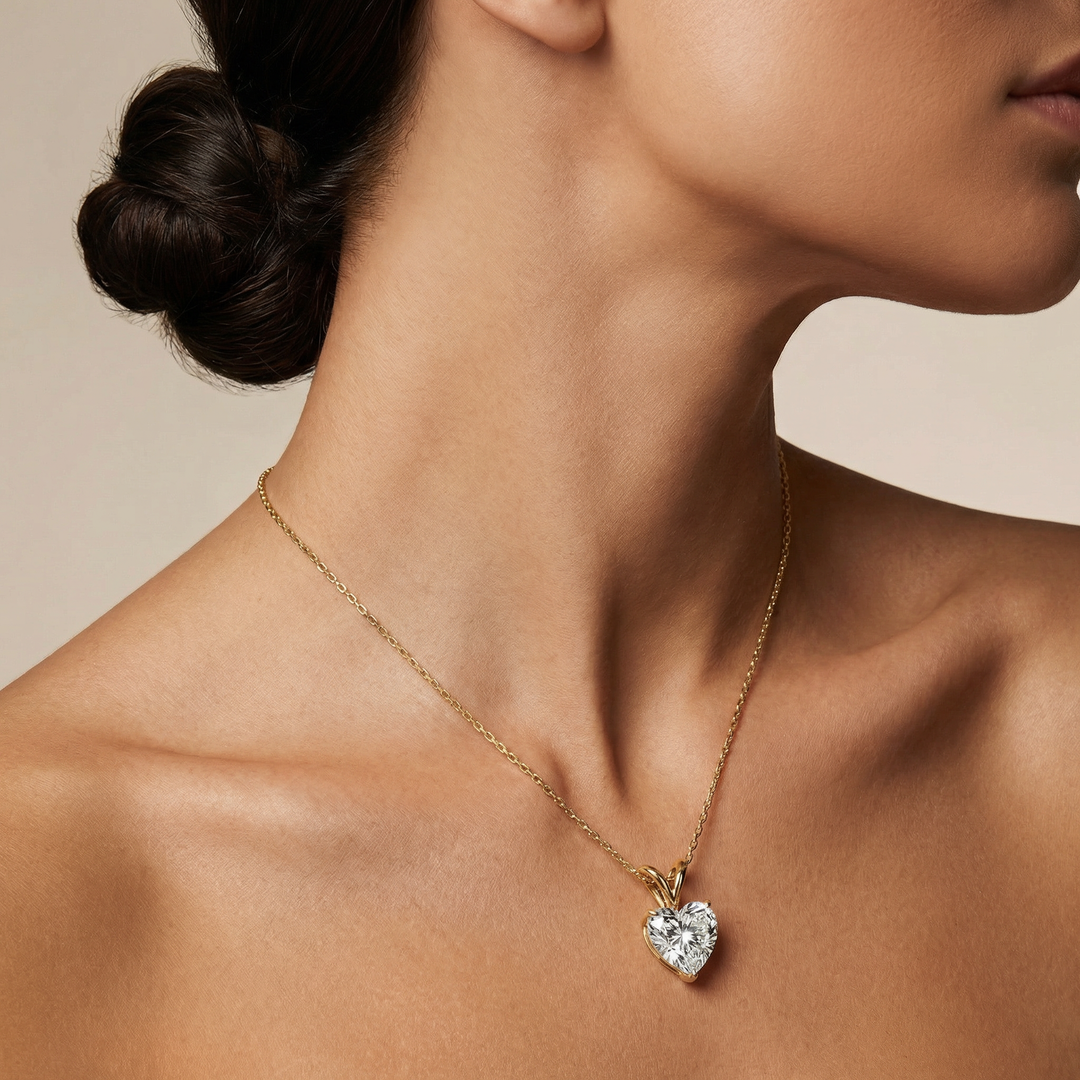 Prong Heart Solitaire Pendant (1 ct)