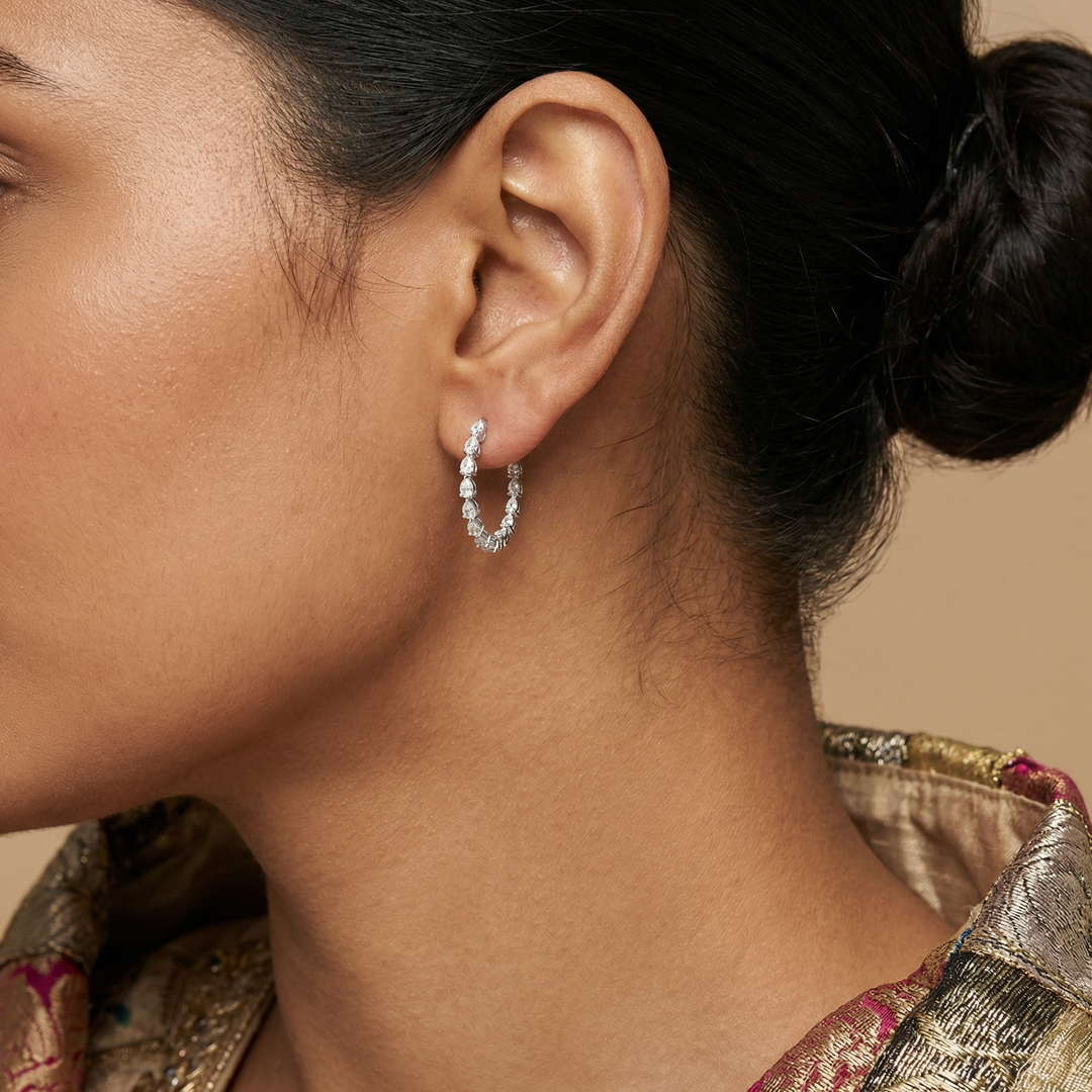 Statement Pear Diamond Hoops
