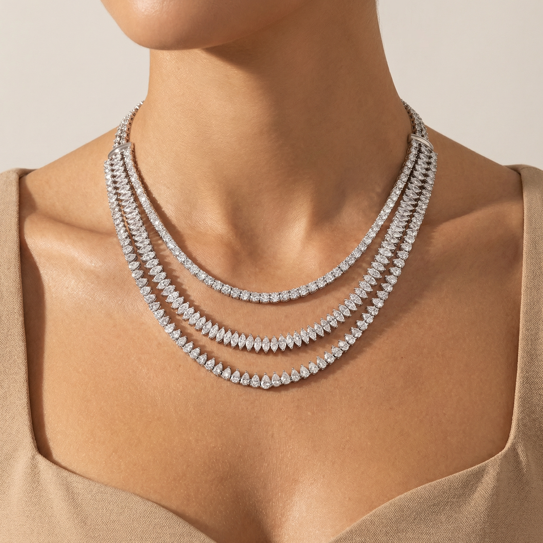 Trilogy of Circulo Poire Marquise Solitaire