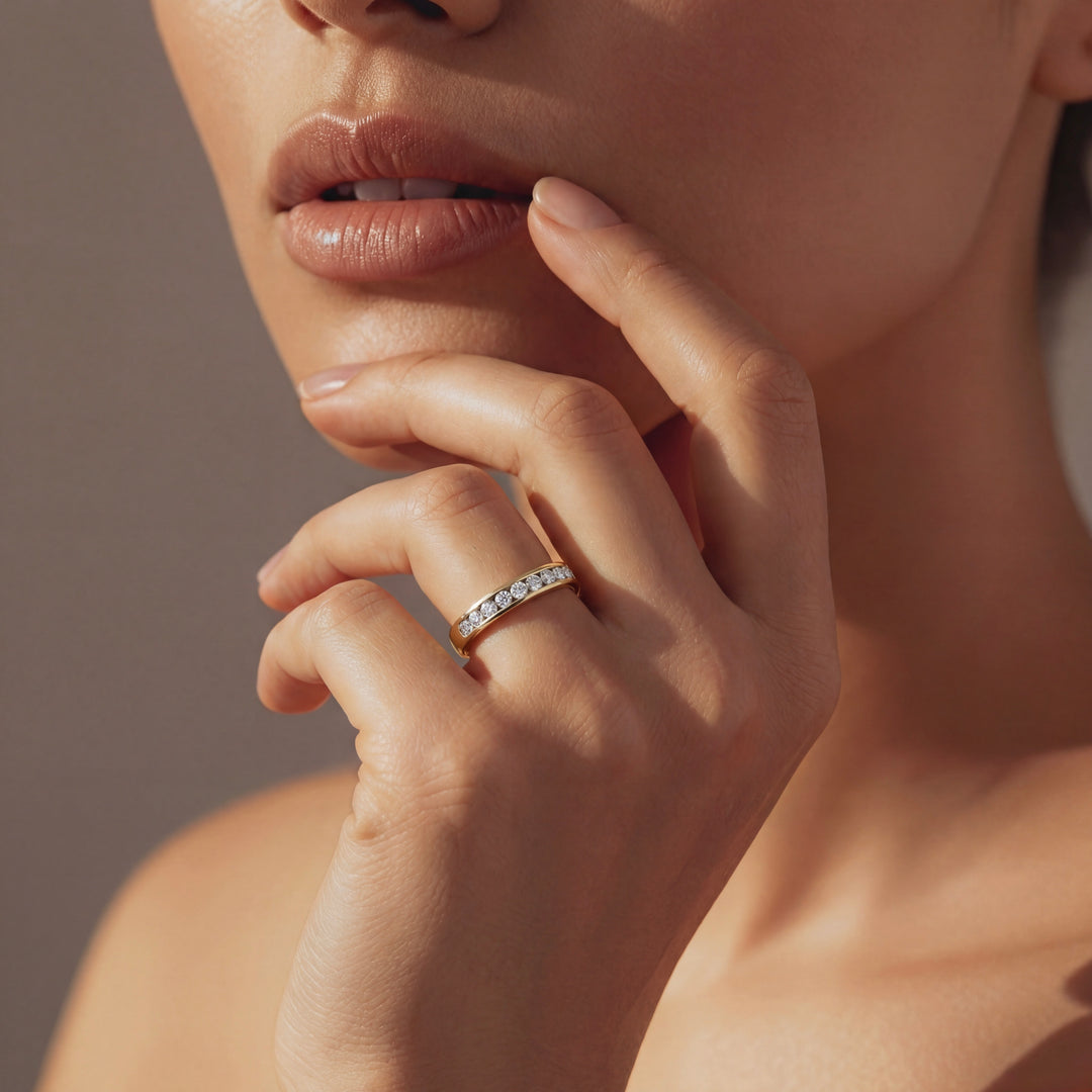 Yellow Gold Channel Set Eternity Band with Lab Grown Diamonds