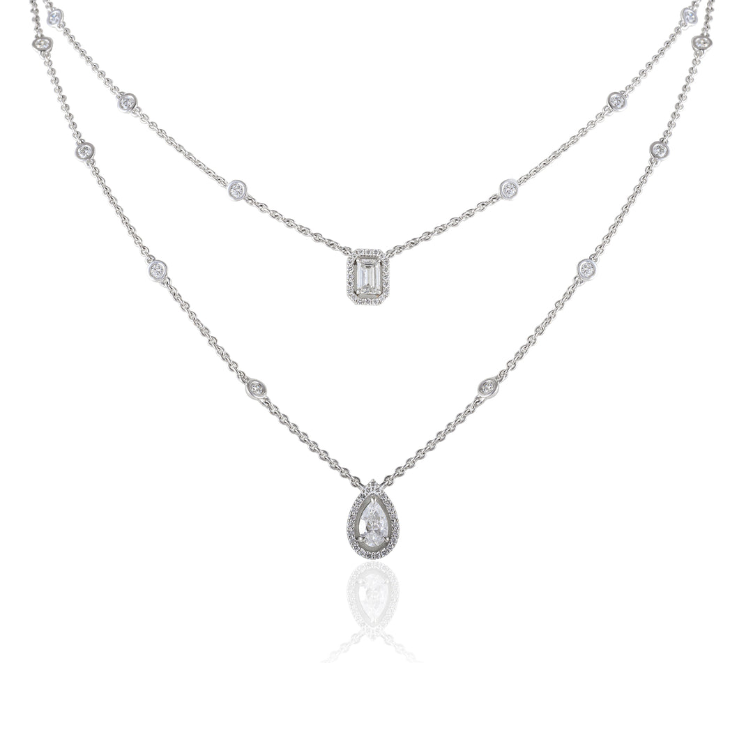 Double Layer Halo Solitaire Bubble Necklace