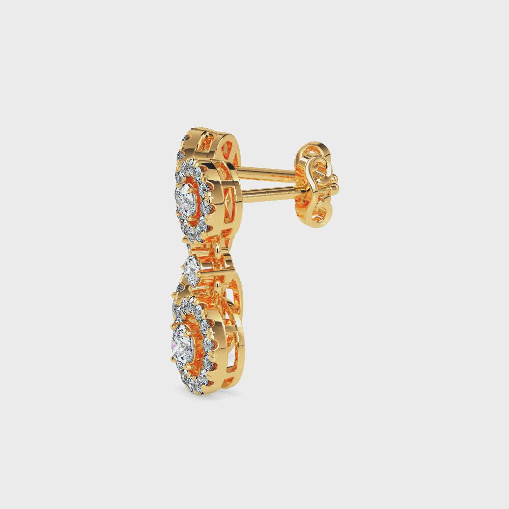 Duo Round Solitaire Earrings